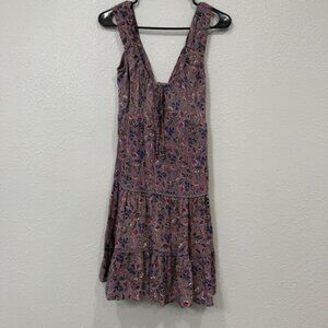 ANGIE‎ Floral Print Tiered Ruffle Dress Lavender Purple Womens Size Small